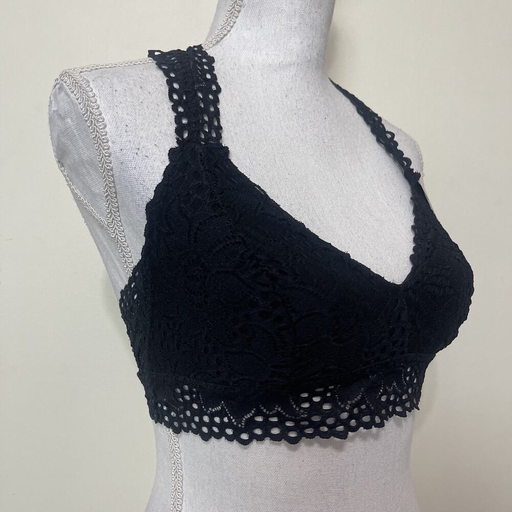 Youmita‎ Women Lace Bralette Sexy Bra Floral Lingerie Racerback Large Black